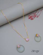 CL1011589- Stone Pendant Simple Necklace Earring Set(color option) 4-Zilmor